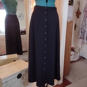 Black Wool Button Down Maxi Skirt